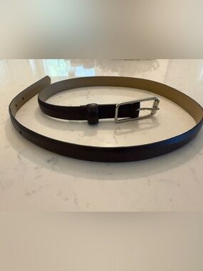 Banana Republic Slim Dark Brown Leather Belt with Silver Buckle, Size Medium